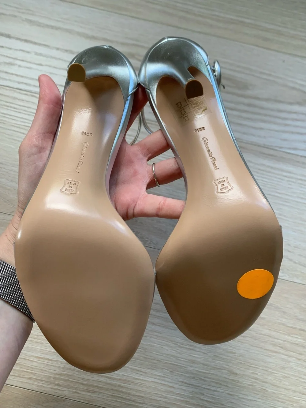 Gianvito Rossi Portofino Silver 105 Leather Sandals NWT Size 39.5 IT